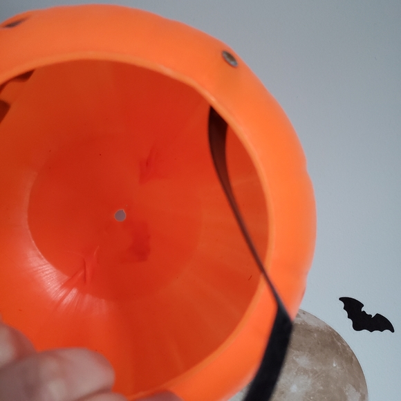 Vintage jack olantern pumpkin pail trick or treat square tooth blow mold - Picture 5 of 5